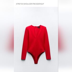 Zara Vivid Red Long Sleeve Structured Bodysuit